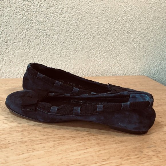 Blue Suede Leather Ballet Flats J Crew Ribbon Bow  Slip On Italy Women's… - Picture 9 of 10